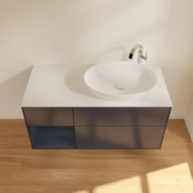 Тумба под раковину Villeroy & Boch Finion 120х50,1 см с подсветкой МДФ темно-синий матовый лак/стекло белое матовое G921HGHG