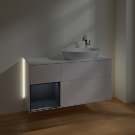 Тумба под раковину Villeroy & Boch Finion 120х50,1 см с подсветкой МДФ белый матовый лак/стекло белое матовое G921HGMT