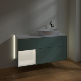 Тумба под раковину Villeroy & Boch Finion 120х50,1 см с подсветкой МДФ оливковый матовый лак/стекло белое матовое G921MTGM