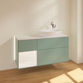 Тумба под раковину Villeroy & Boch Finion 120х50,1 см с подсветкой МДФ оливковый матовый лак/стекло белое матовое G921MTGM
