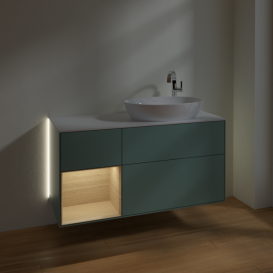 Тумба под раковину Villeroy & Boch Finion 120х50,1 см с подсветкой МДФ оливковый матовый лак/стекло белое матовое G921PCGM
