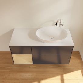 Тумба под раковину Villeroy & Boch Finion 120х50,1 см с подсветкой МДФ темно-синий матовый лак/стекло белое матовое G921PCHG