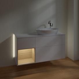 Тумба под раковину Villeroy & Boch Finion 120х50,1 см с подсветкой МДФ белый матовый лак/стекло белое матовое G921PCMT