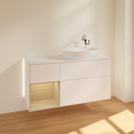 Тумба под раковину Villeroy & Boch Finion 120х50,1 см с подсветкой МДФ белый матовый лак/стекло белое матовое G921PCMT