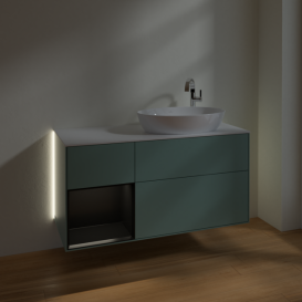 Тумба під раковину Villeroy & Boch Finion 120х50,1 см із підсвічуванням МДФ оливковий матовий лак/скло біле матове G921PDGM