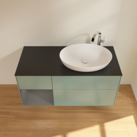 Тумба под раковину Villeroy & Boch Finion 120х50,1 см с подсветкой МДФ оливковый матовый лак/стекло черное матовое G922GKGM