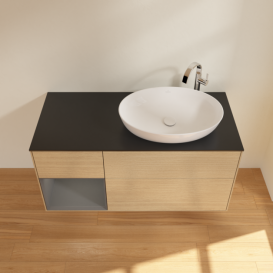 Тумба под раковину Villeroy & Boch Finion 120х50,1 см с подсветкой МДФ шпон дуба/стекло черное матовое G922GKPC