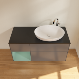Тумба под раковину Villeroy & Boch Finion 120х50,1 см с подсветкой МДФ антрацит матовый лак/стекло черное матовое G922GMGK