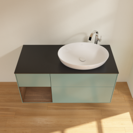 Тумба под раковину Villeroy & Boch Finion 120х50,1 см с подсветкой МДФ оливковый матовый лак/стекло черное матовое G922GNGM