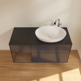 Тумба под раковину Villeroy & Boch Finion 120х50,1 см с подсветкой МДФ темно-синий матовый лак/стекло черное матовое G922GNHG