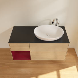 Тумба под раковину Villeroy & Boch Finion 120х50,1 см с подсветкой МДФ шпон дуба/стекло черное матовое G922HBPC