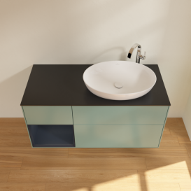 Тумба под раковину Villeroy & Boch Finion 120х50,1 см с подсветкой МДФ оливковый матовый лак/стекло черное матовое G922HGGM