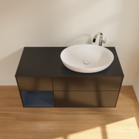 Тумба под раковину Villeroy & Boch Finion 120х50,1 см с подсветкой МДФ черный матовый лак/стекло черное матовое G922HGPD