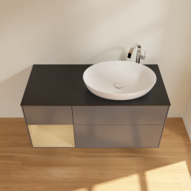 Тумба под раковину Villeroy & Boch Finion 120х50,1 см с подсветкой МДФ антрацит матовый лак/стекло черное матовое G922PCGK