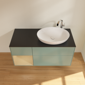 Тумба под раковину Villeroy & Boch Finion 120х50,1 см с подсветкой МДФ оливковый матовый лак/стекло черное матовое G922PCGM