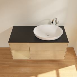 Тумба под раковину Villeroy & Boch Finion 120х50,1 см с подсветкой МДФ шпон дуба/стекло черное матовое G922PCPC