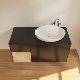 Тумба под раковину Villeroy & Boch Finion 120х50,1 см с подсветкой МДФ черный матовый лак/стекло черное матовое G922PCPD
