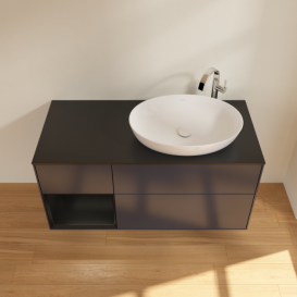 Тумба под раковину Villeroy & Boch Finion 120х50,1 см с подсветкой МДФ темно-синий матовый лак/стекло черное матовое G922PDHG