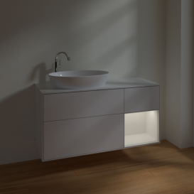 Тумба под раковину Villeroy & Boch Finion 120х50,1 см с подсветкой МДФ глянцевый белый лак/стекло белое матовое F931GFGF