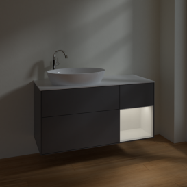 Тумба под раковину Villeroy & Boch Finion 120х50,1 см с подсветкой МДФ антрацит матовый лак/стекло белое матовое F931GFGK