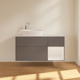 Тумба под раковину Villeroy & Boch Finion 120х50,1 см с подсветкой МДФ антрацит матовый лак/стекло белое матовое F931GFGK