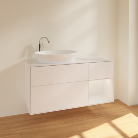 Тумба под раковину Villeroy & Boch Finion 120х50,1 см с подсветкой МДФ белый матовый лак/стекло белое матовое F931GFMT