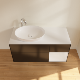 Тумба под раковину Villeroy & Boch Finion 120х50,1 см с подсветкой МДФ черный матовый лак/стекло белое матовое F931GFPD