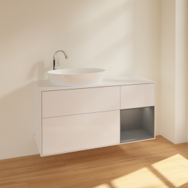 Тумба под раковину Villeroy & Boch Finion 120х50,1 см с подсветкой МДФ глянцевый белый лак/стекло белое матовое F931GKGF