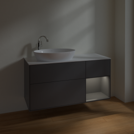 Тумба под раковину Villeroy & Boch Finion 120х50,1 см с подсветкой МДФ антрацит матовый лак/стекло белое матовое F931GKGK
