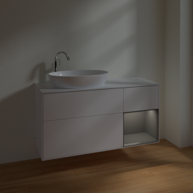 Тумба под раковину Villeroy & Boch Finion 120х50,1 см с подсветкой МДФ белый матовый лак/стекло белое матовое F931GKMT