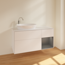 Тумба под раковину Villeroy & Boch Finion 120х50,1 см с подсветкой МДФ белый матовый лак/стекло белое матовое F931GKMT