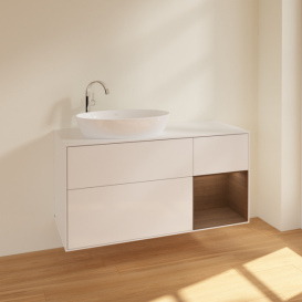 Тумба под раковину Villeroy & Boch Finion 120х50,1 см с подсветкой МДФ глянцевый белый лак/стекло белое матовое F931GNGF