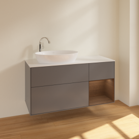 Тумба под раковину Villeroy & Boch Finion 120х50,1 см с подсветкой МДФ антрацит матовый лак/стекло белое матовое F931GNGK