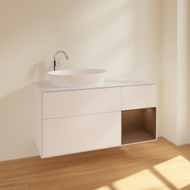 Тумба под раковину Villeroy & Boch Finion 120х50,1 см с подсветкой МДФ белый матовый лак/стекло белое матовое F931GNMT