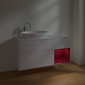 Тумба под раковину Villeroy & Boch Finion 120х50,1 см с подсветкой МДФ глянцевый белый лак/стекло белое матовое F931HBGF