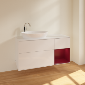 Тумба под раковину Villeroy & Boch Finion 120х50,1 см с подсветкой МДФ глянцевый белый лак/стекло белое матовое F931HBGF