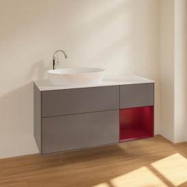 Тумба под раковину Villeroy & Boch Finion 120х50,1 см с подсветкой МДФ антрацит матовый лак/стекло белое матовое F931HBGK