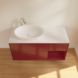 Тумба под раковину Villeroy & Boch Finion 120х50,1 см с подсветкой МДФ пион матовый лак/стекло белое матовое F931HBHB