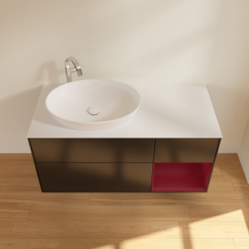 Тумба під раковину Villeroy & Boch Finion 120х50,1 см із підсвічуванням МДФ чорний матовий лак/скло біле матове F931HBPD