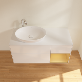 Тумба под раковину Villeroy & Boch Finion 120х50,1 см с подсветкой МДФ глянцевый белый лак/стекло белое матовое F931HFGF