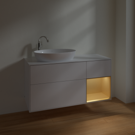 Тумба под раковину Villeroy & Boch Finion 120х50,1 см с подсветкой МДФ глянцевый белый лак/стекло белое матовое F931HFGF