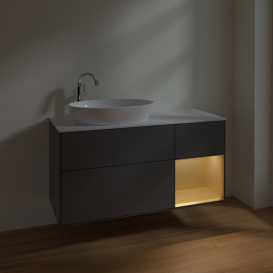 Тумба под раковину Villeroy & Boch Finion 120х50,1 см с подсветкой МДФ антрацит матовый лак/стекло белое матовое F931HFGK