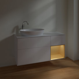 Тумба под раковину Villeroy & Boch Finion 120х50,1 см с подсветкой МДФ белый матовый лак/стекло белое матовое F931HFMT