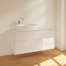 Тумба под раковину Villeroy & Boch Finion 120х50,1 см с подсветкой МДФ глянцевый белый лак/стекло белое матовое F931MTGF