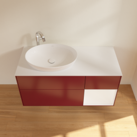 Тумба под раковину Villeroy & Boch Finion 120х50,1 см с подсветкой МДФ пион матовый лак/стекло белое матовое F931MTHB