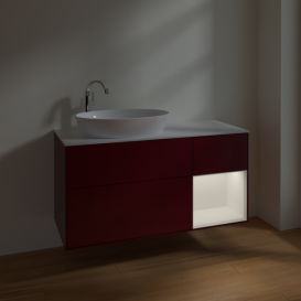 Тумба под раковину Villeroy & Boch Finion 120х50,1 см с подсветкой МДФ пион матовый лак/стекло белое матовое F931MTHB