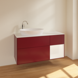 Тумба под раковину Villeroy & Boch Finion 120х50,1 см с подсветкой МДФ пион матовый лак/стекло белое матовое F931MTHB