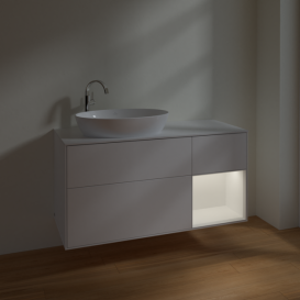 Тумба под раковину Villeroy & Boch Finion 120х50,1 см с подсветкой МДФ белый матовый лак/стекло белое матовое F931MTMT