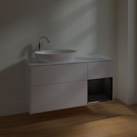 Тумба под раковину Villeroy & Boch Finion 120х50,1 см с подсветкой МДФ глянцевый белый лак/стекло белое матовое F931PDGF