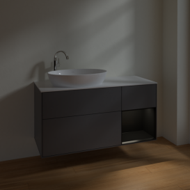 Тумба под раковину Villeroy & Boch Finion 120х50,1 см с подсветкой МДФ антрацит матовый лак/стекло белое матовое F931PDGK